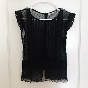 Free People sheer black lace top